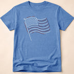 Minimalist Sketched Line Art American Flag T-Shirt