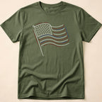 Minimalist Sketched Line Art American Flag T-Shirt