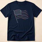 Minimalist Sketched Line Art American Flag T-Shirt