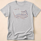 Minimalist Sketched Line Art American Flag T-Shirt