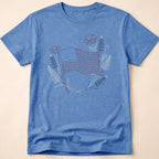 Botanical Floral Line Art American Flag T-Shirt