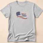 Boho Floral Line Art American Flag T-Shirt