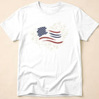Boho Floral Line Art American Flag T-Shirt