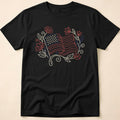 Elegant Floral Line Art American Flag T-Shirt
