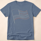 Minimalist Line Art American Flag T-Shirt