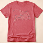 Minimalist Line Art American Flag T-Shirt