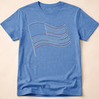 Minimalist Line Art American Flag T-Shirt