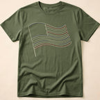 Minimalist Line Art American Flag T-Shirt