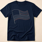Minimalist Line Art American Flag T-Shirt