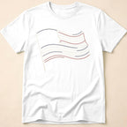 Minimalist Line Art American Flag T-Shirt