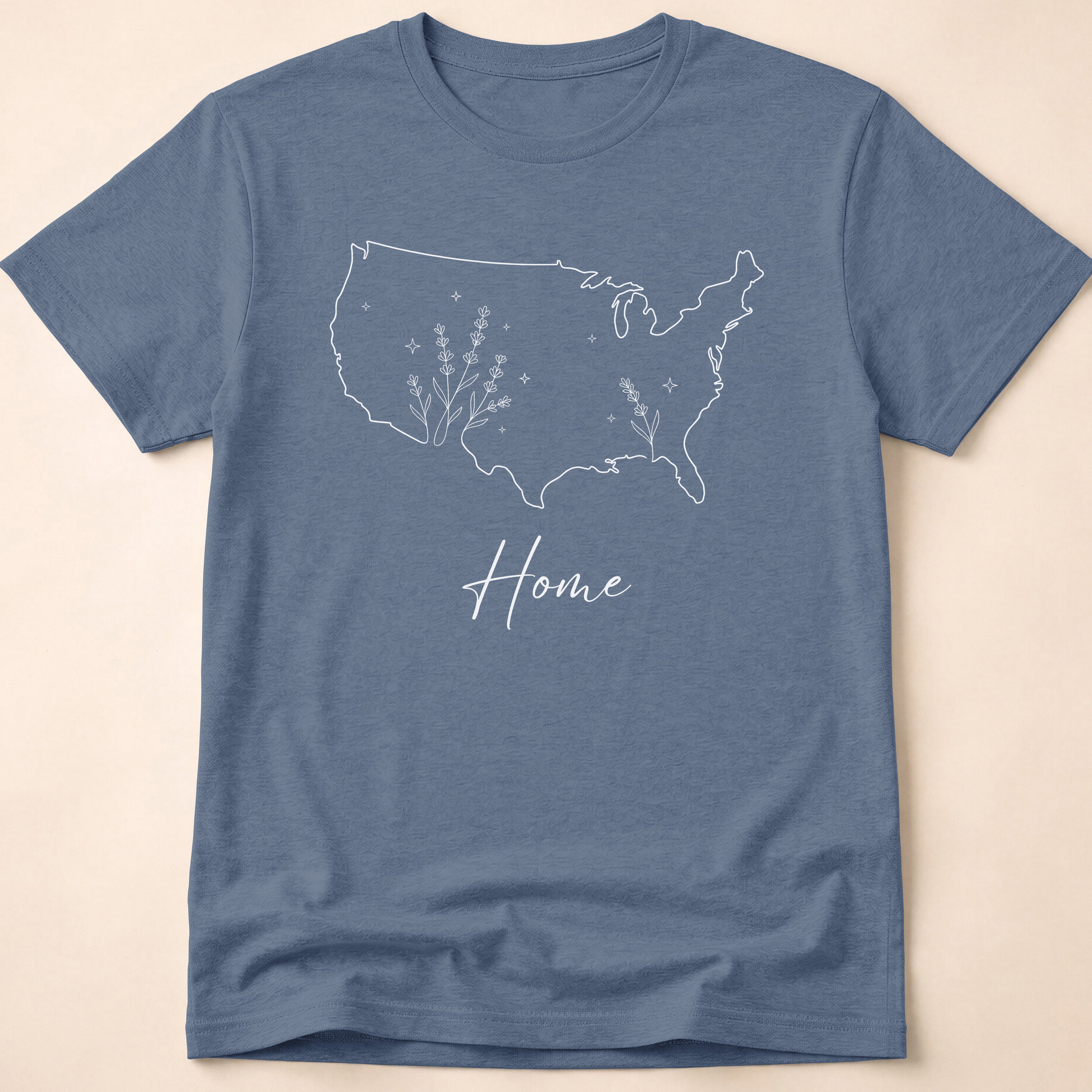 Minimalist Floral USA Map Home T-Shirt