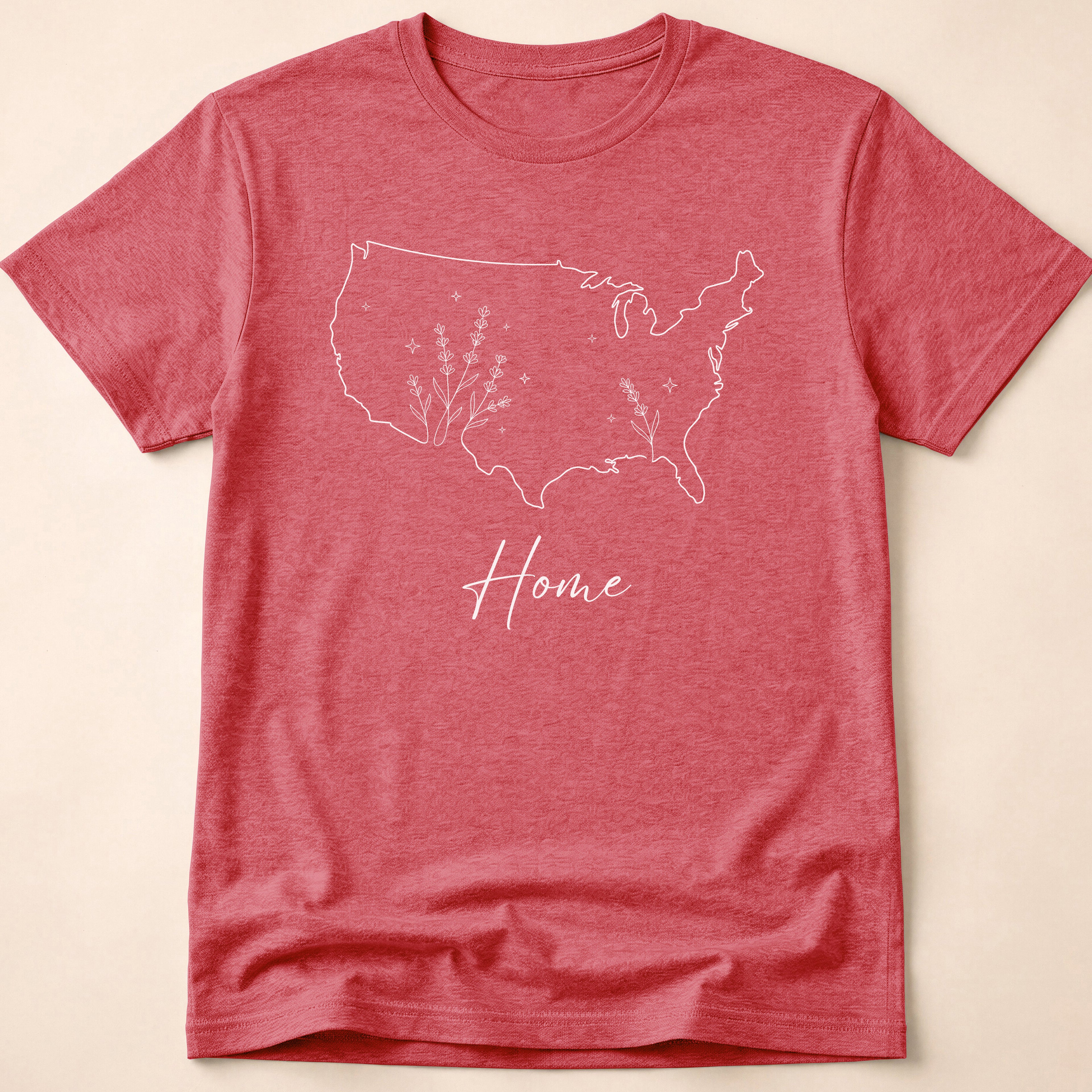 Minimalist Floral USA Map Home T-Shirt
