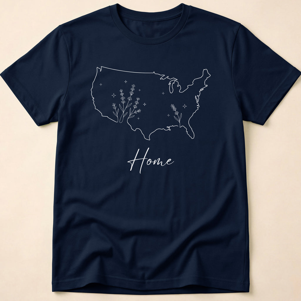 Minimalist Floral USA Map Home T-Shirt