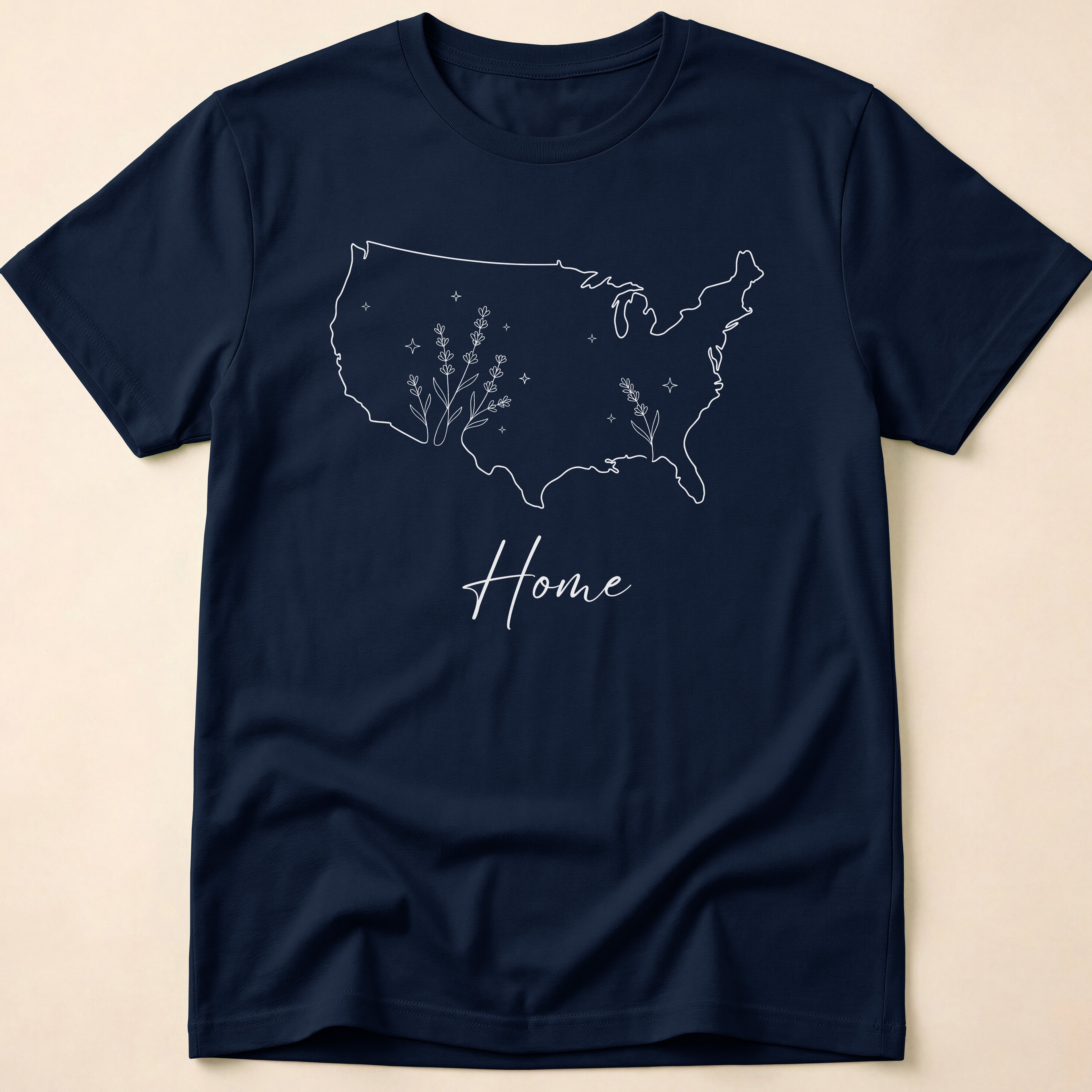 Minimalist Floral USA Map Home T-Shirt