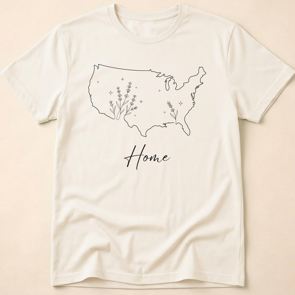 Minimalist Floral USA Map Home T-Shirt