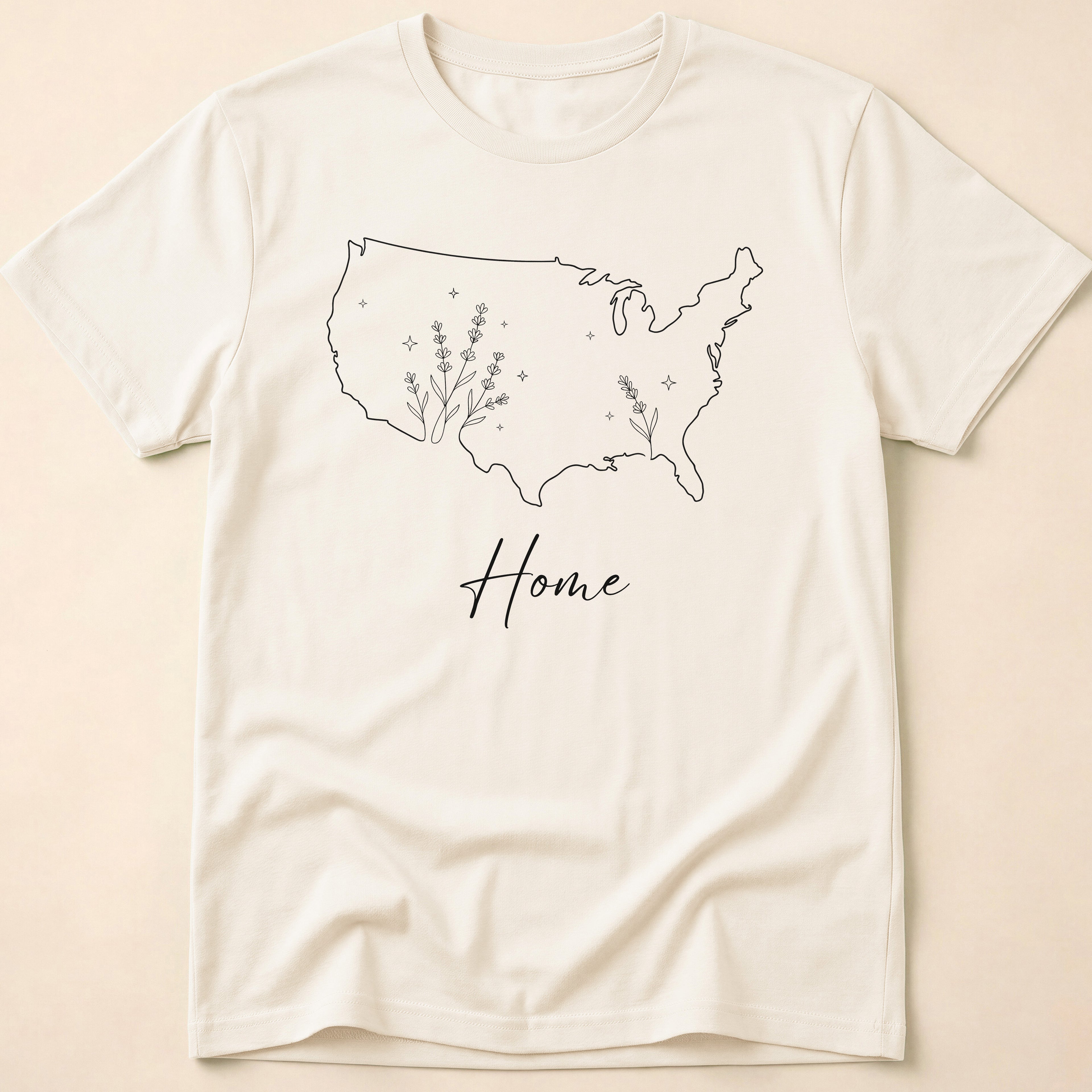 Minimalist Floral USA Map Home T-Shirt