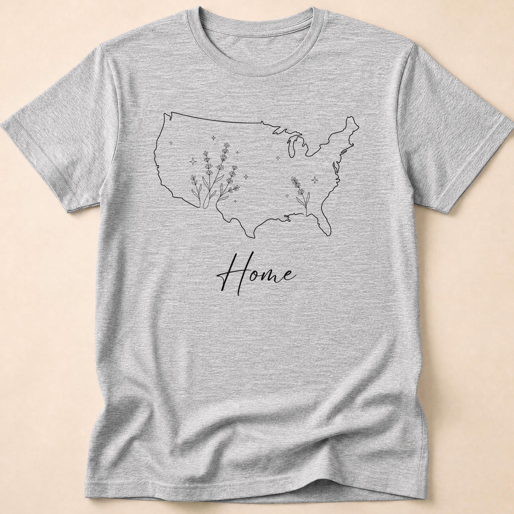Minimalist Floral USA Map Home T-Shirt