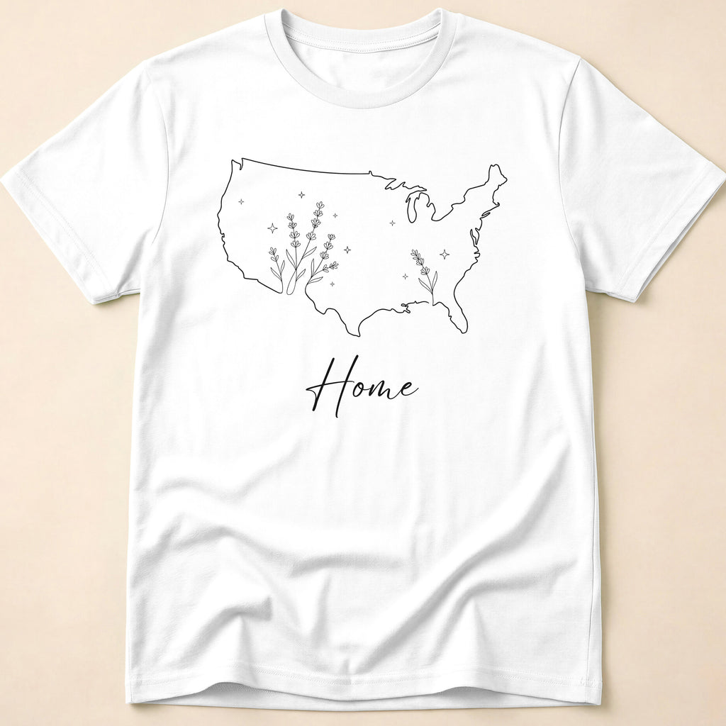 Minimalist Floral USA Map Home T-Shirt