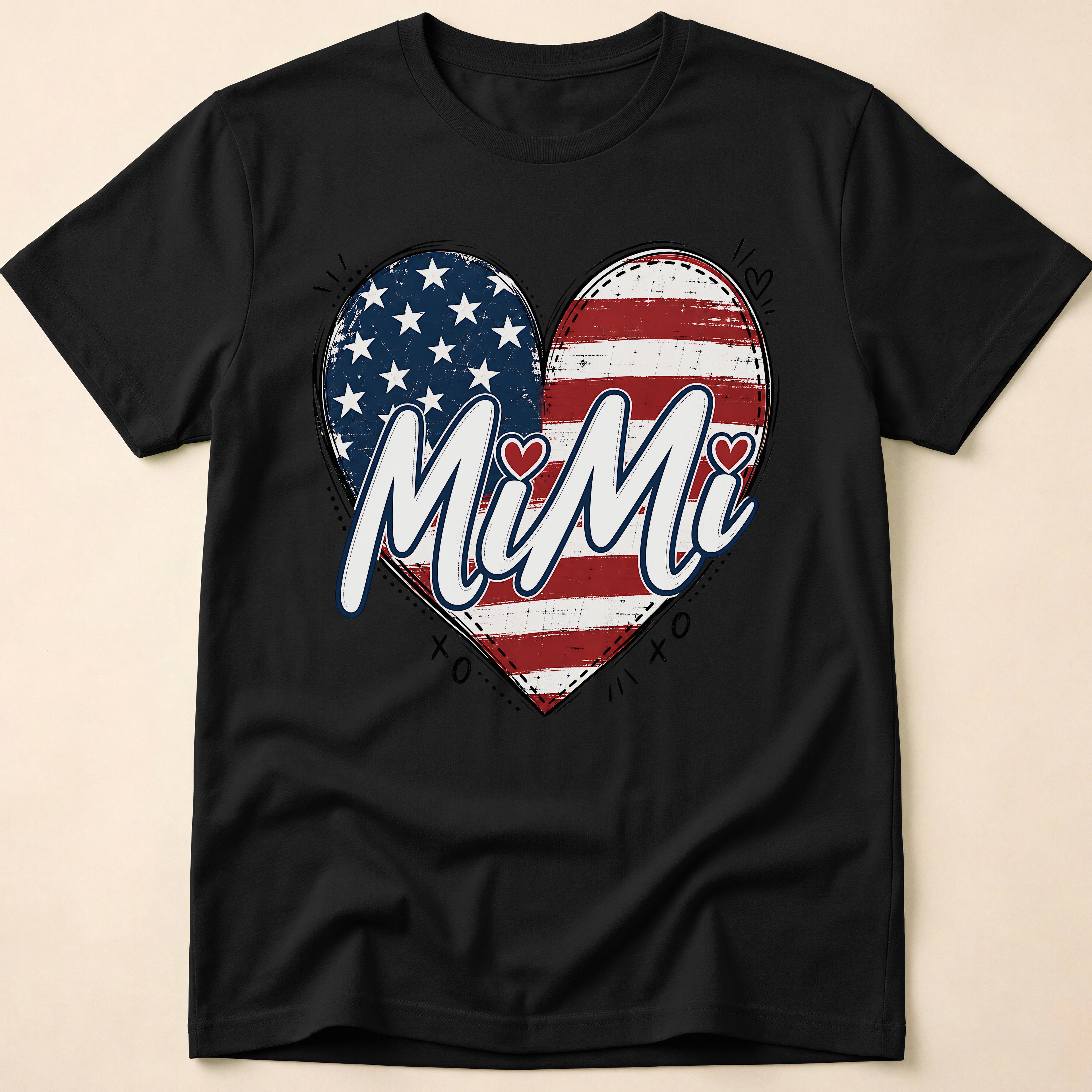 Mimi Distressed American Flag Heart T-Shirt