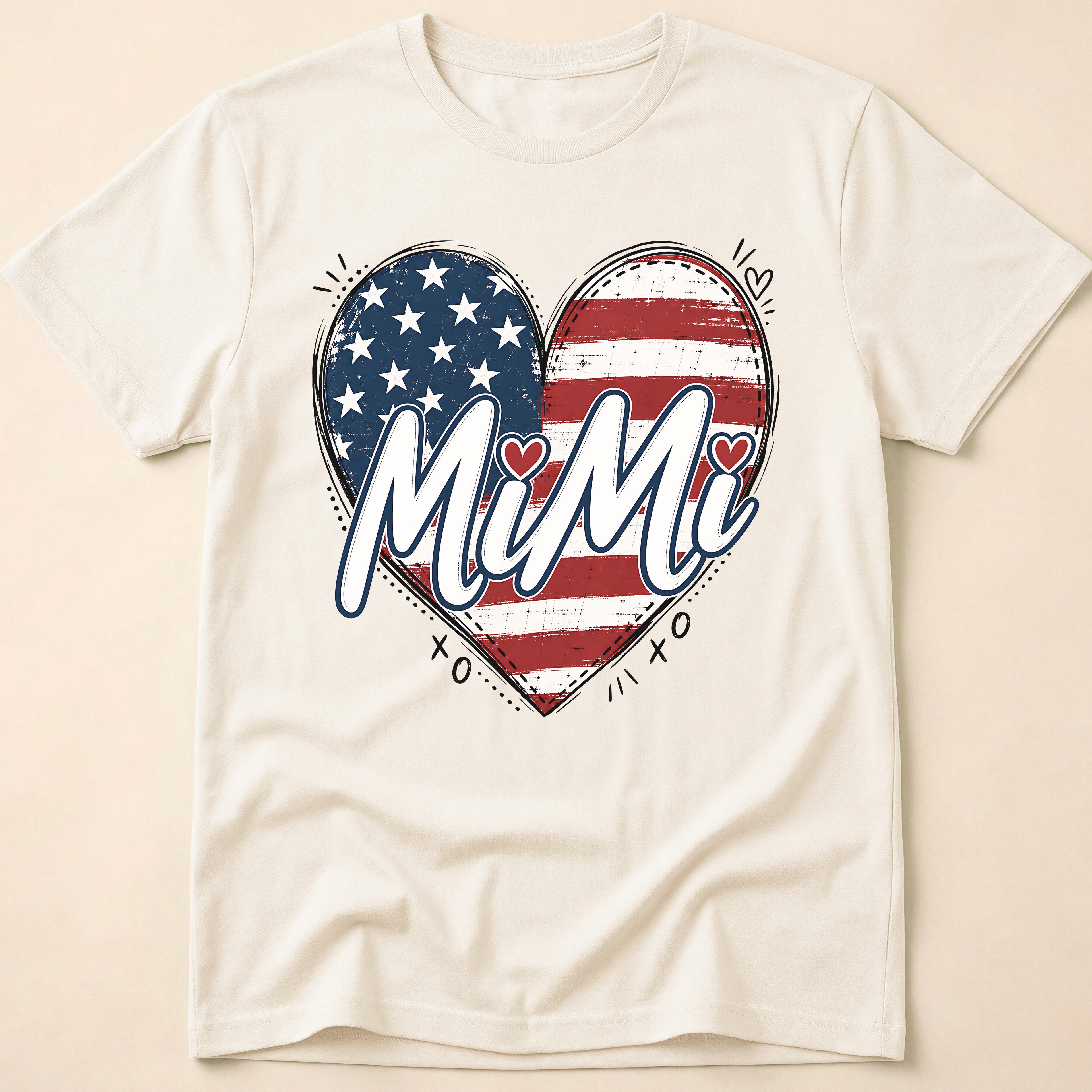 Mimi Distressed American Flag Heart T-Shirt