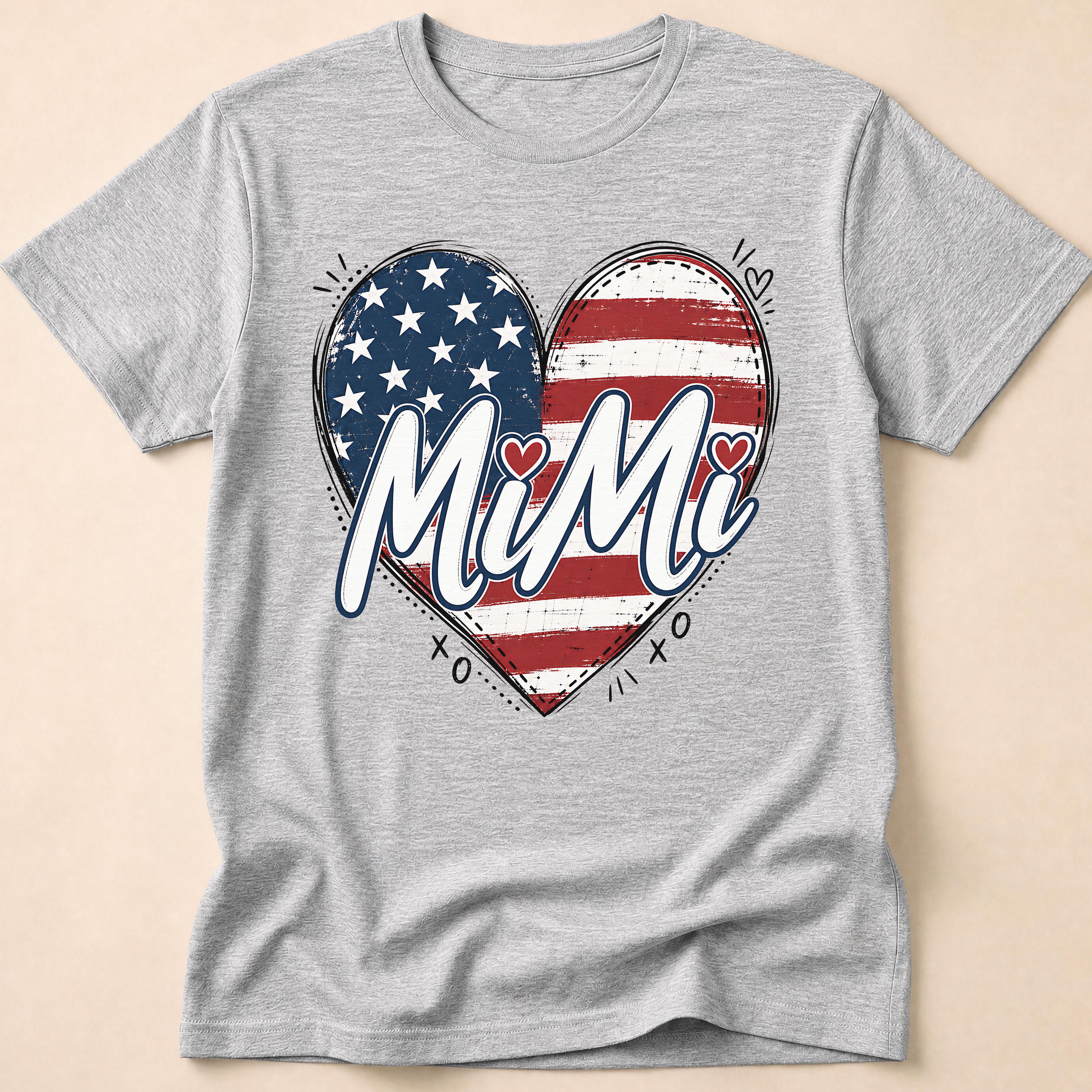 Mimi Distressed American Flag Heart T-Shirt