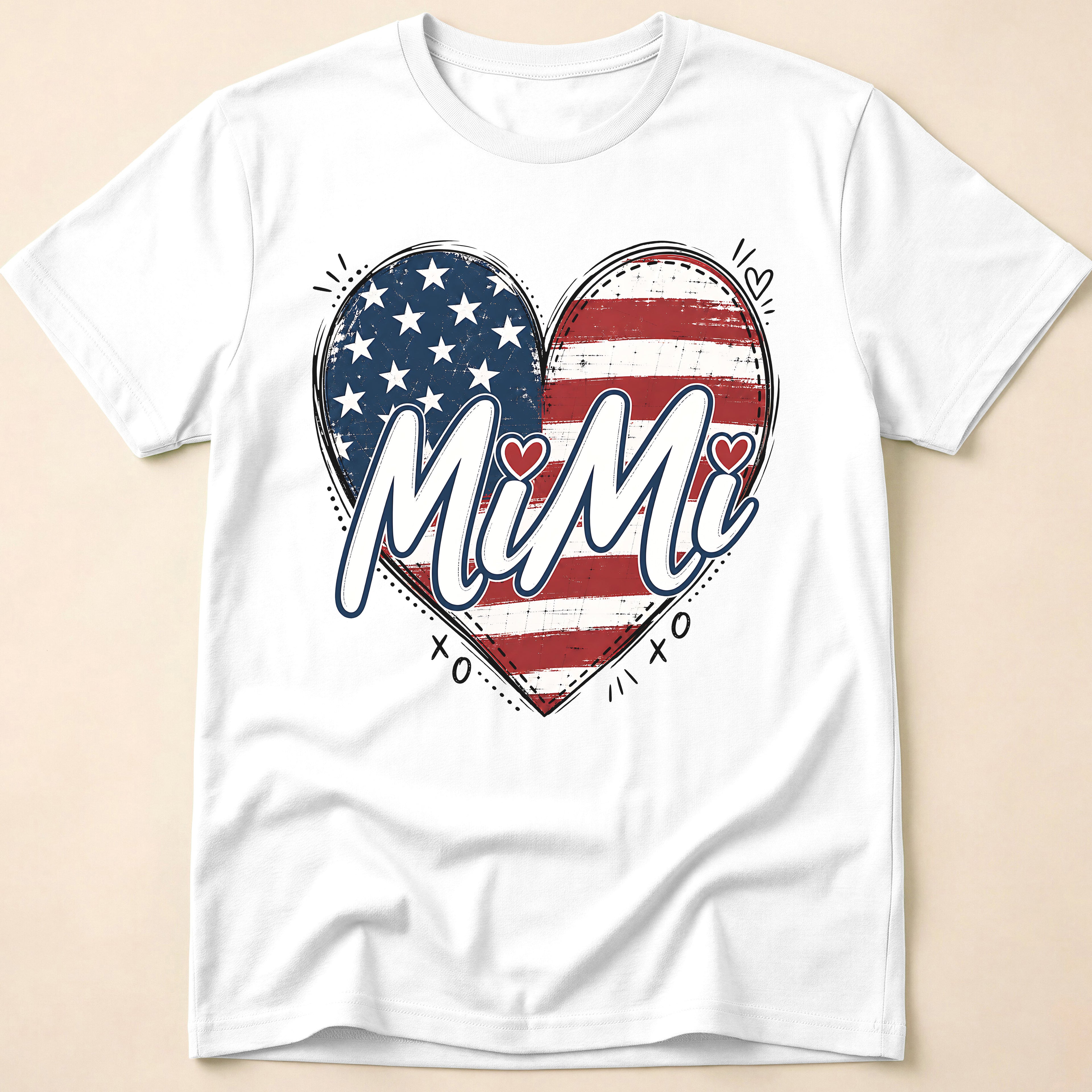 Mimi Distressed American Flag Heart T-Shirt