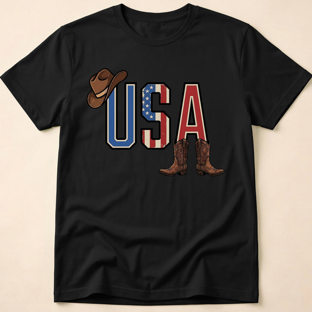 Western Cowboy Hat And Boots USA T-Shirt