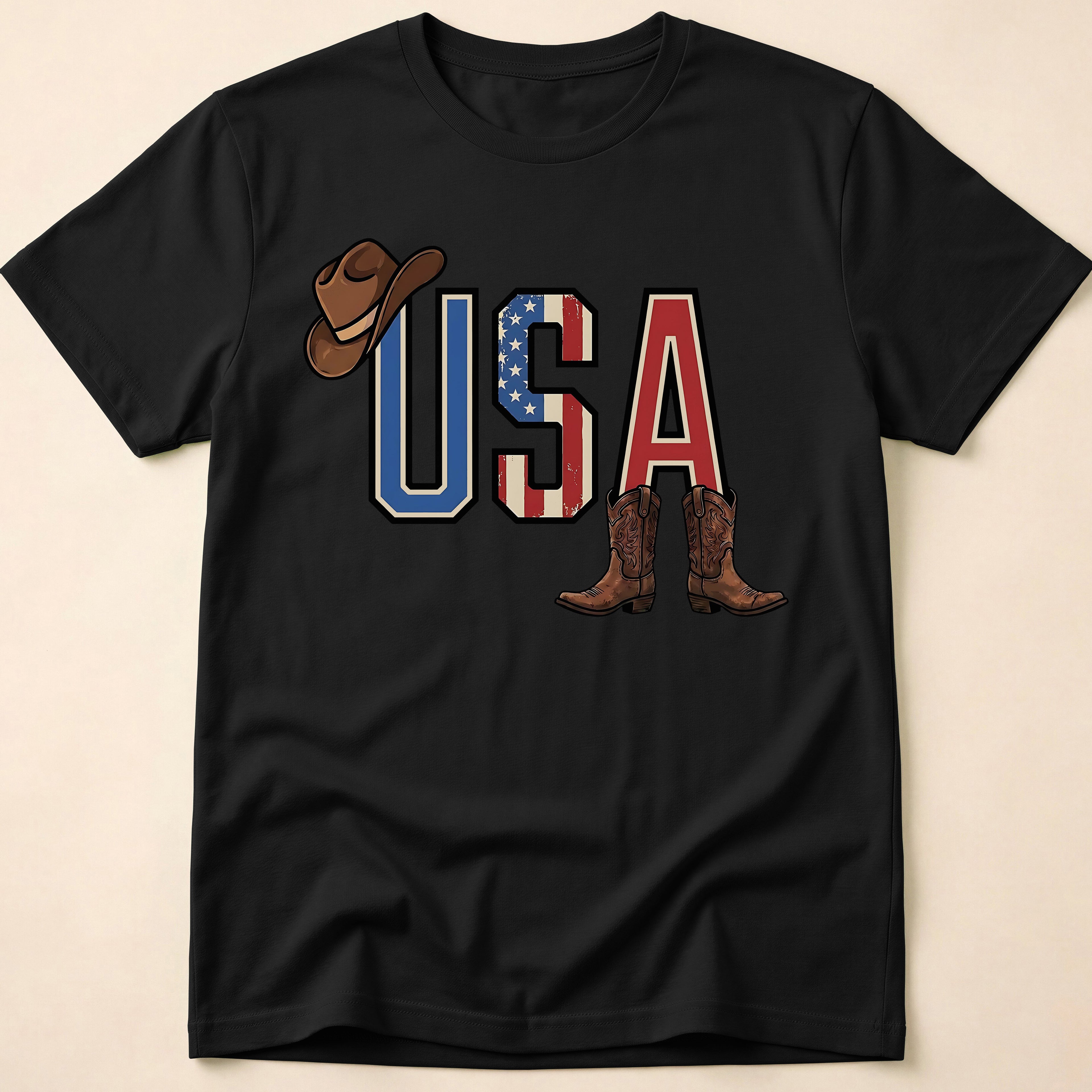 Western Cowboy Hat And Boots USA T-Shirt
