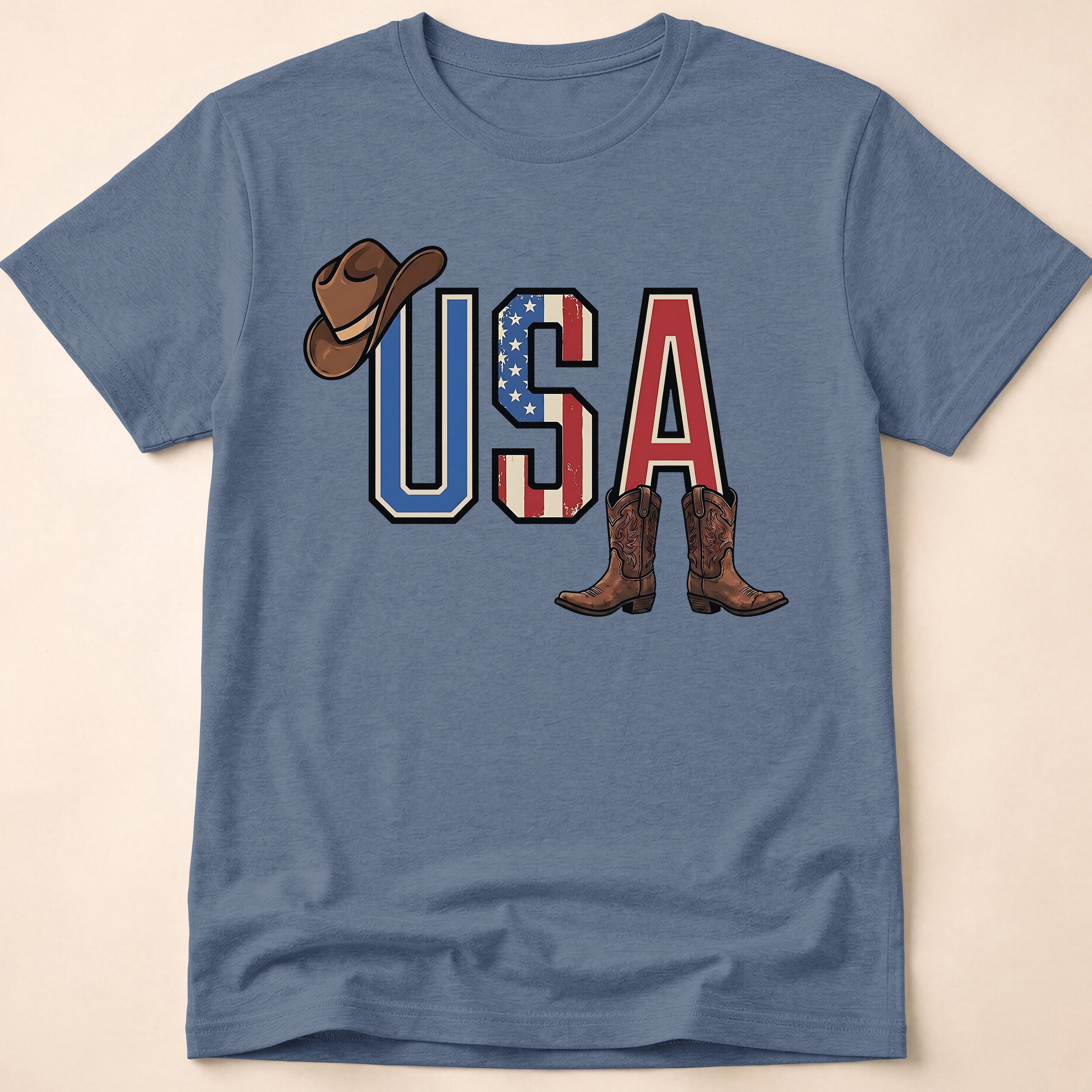 Western Cowboy Hat And Boots USA T-Shirt