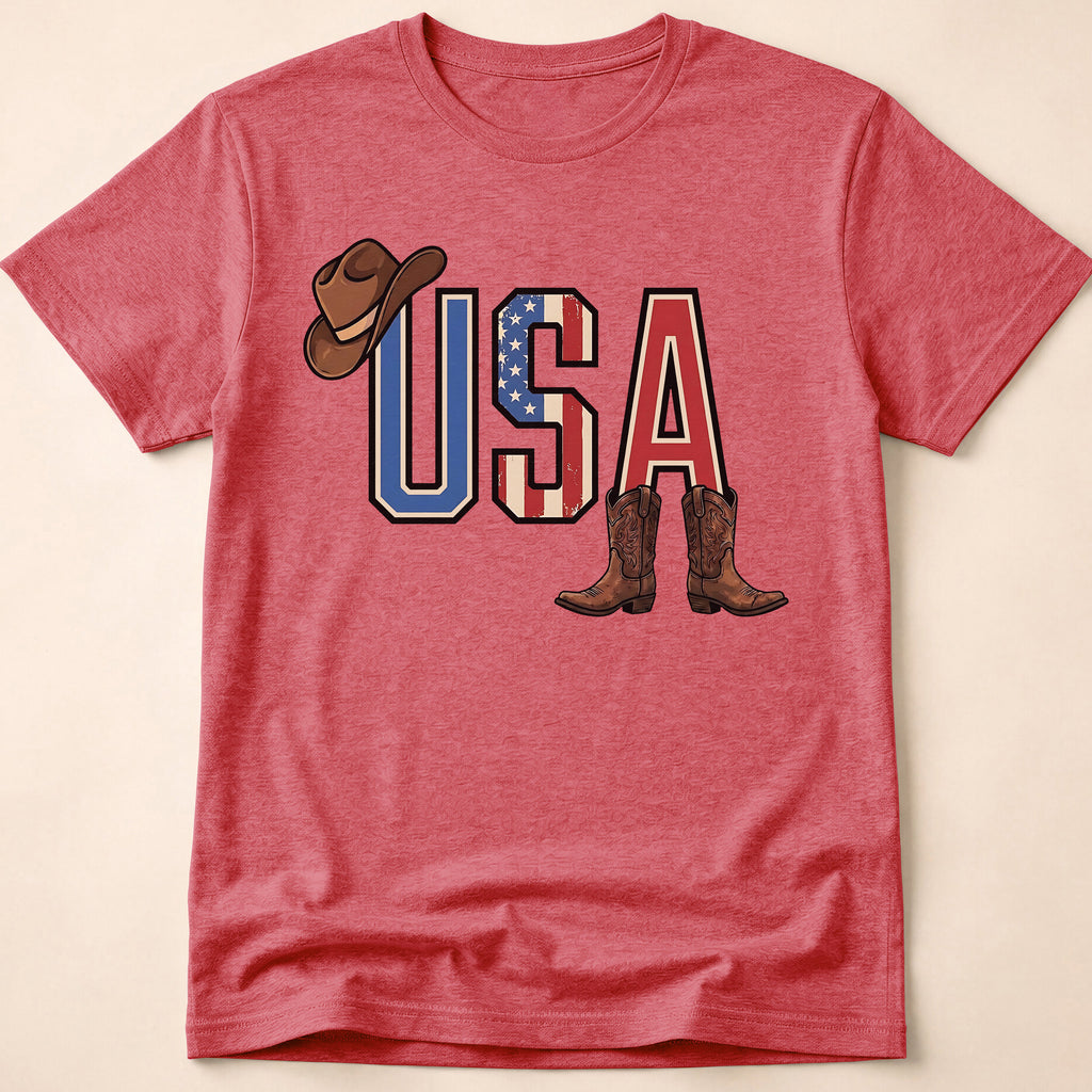 Western Cowboy Hat And Boots USA T-Shirt