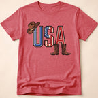 Western Cowboy Hat And Boots USA T-Shirt