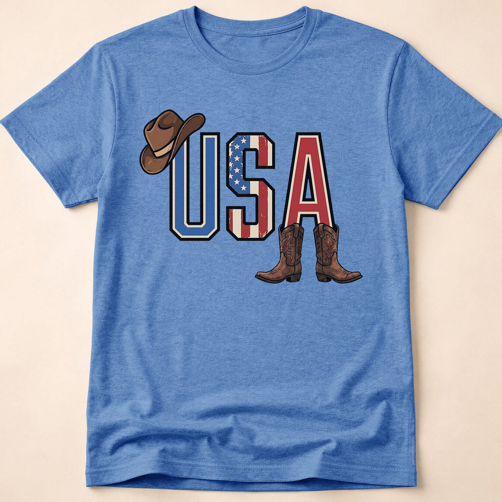 Western Cowboy Hat And Boots USA T-Shirt