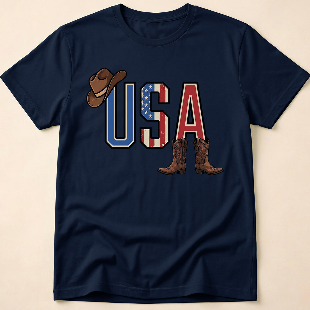 Western Cowboy Hat And Boots USA T-Shirt