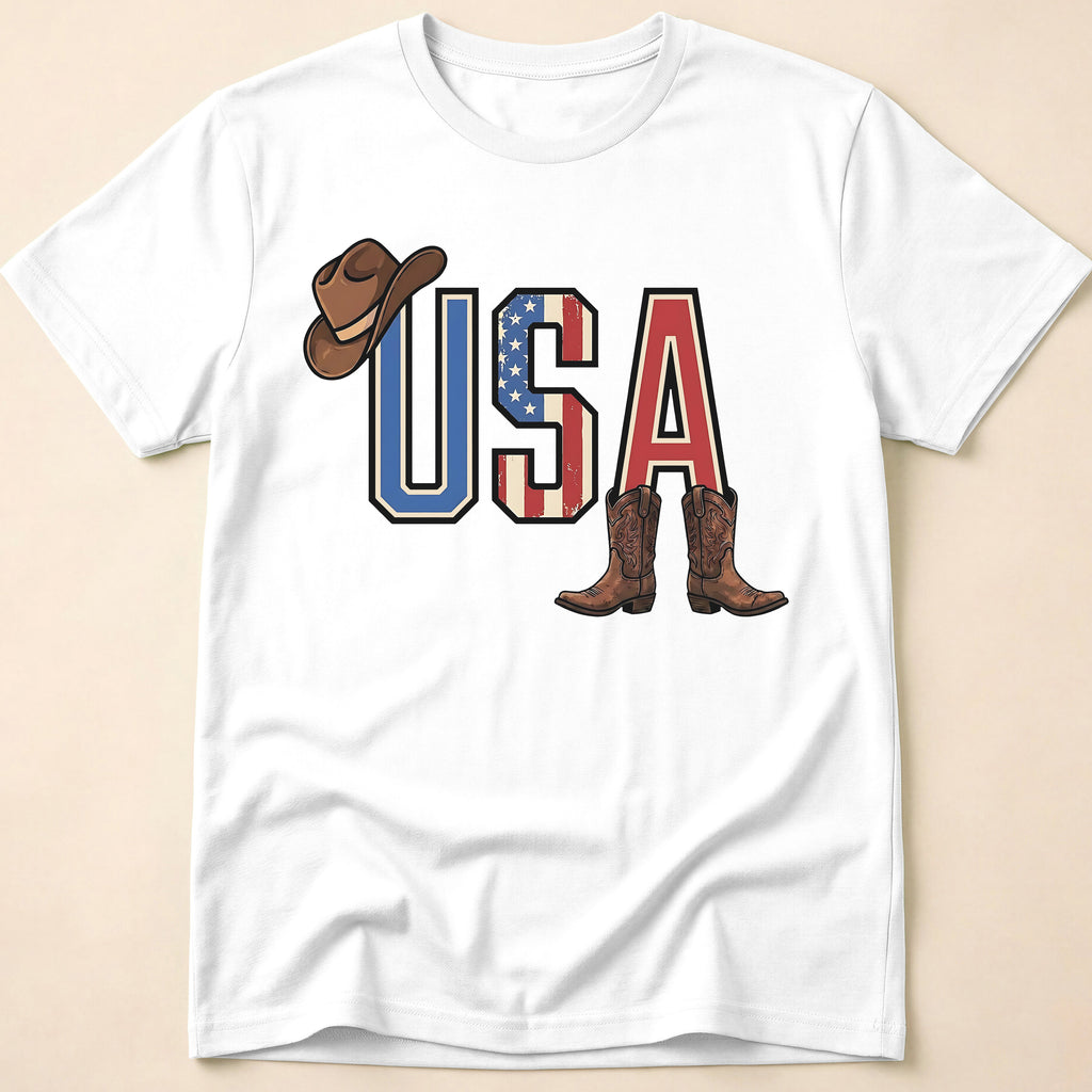 Western Cowboy Hat And Boots USA T-Shirt