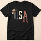 Floral Cowgirl Boots And Hat USA T-Shirt