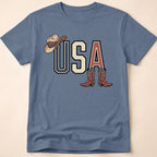 Floral Cowgirl Boots And Hat USA T-Shirt