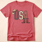 Floral Cowgirl Boots And Hat USA T-Shirt