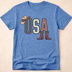 Floral Cowgirl Boots And Hat USA T-Shirt