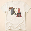 Floral Cowgirl Boots And Hat USA T-Shirt
