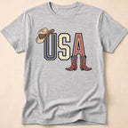 Floral Cowgirl Boots And Hat USA T-Shirt
