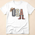 Floral Cowgirl Boots And Hat USA T-Shirt