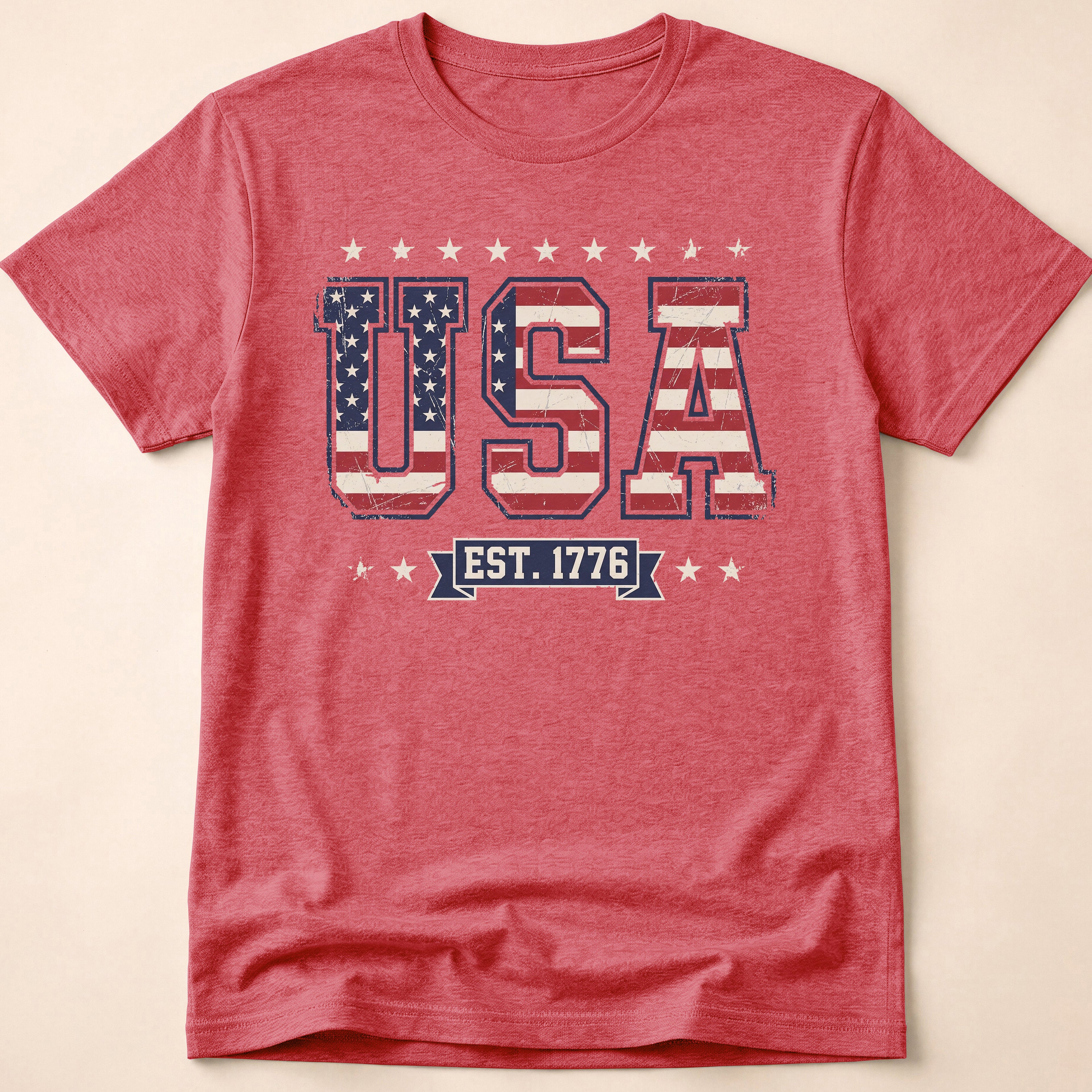 Distressed Collegiate USA Flag Est 1776 T-Shirt