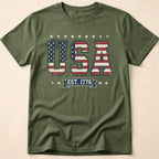 Distressed Collegiate USA Flag Est 1776 T-Shirt