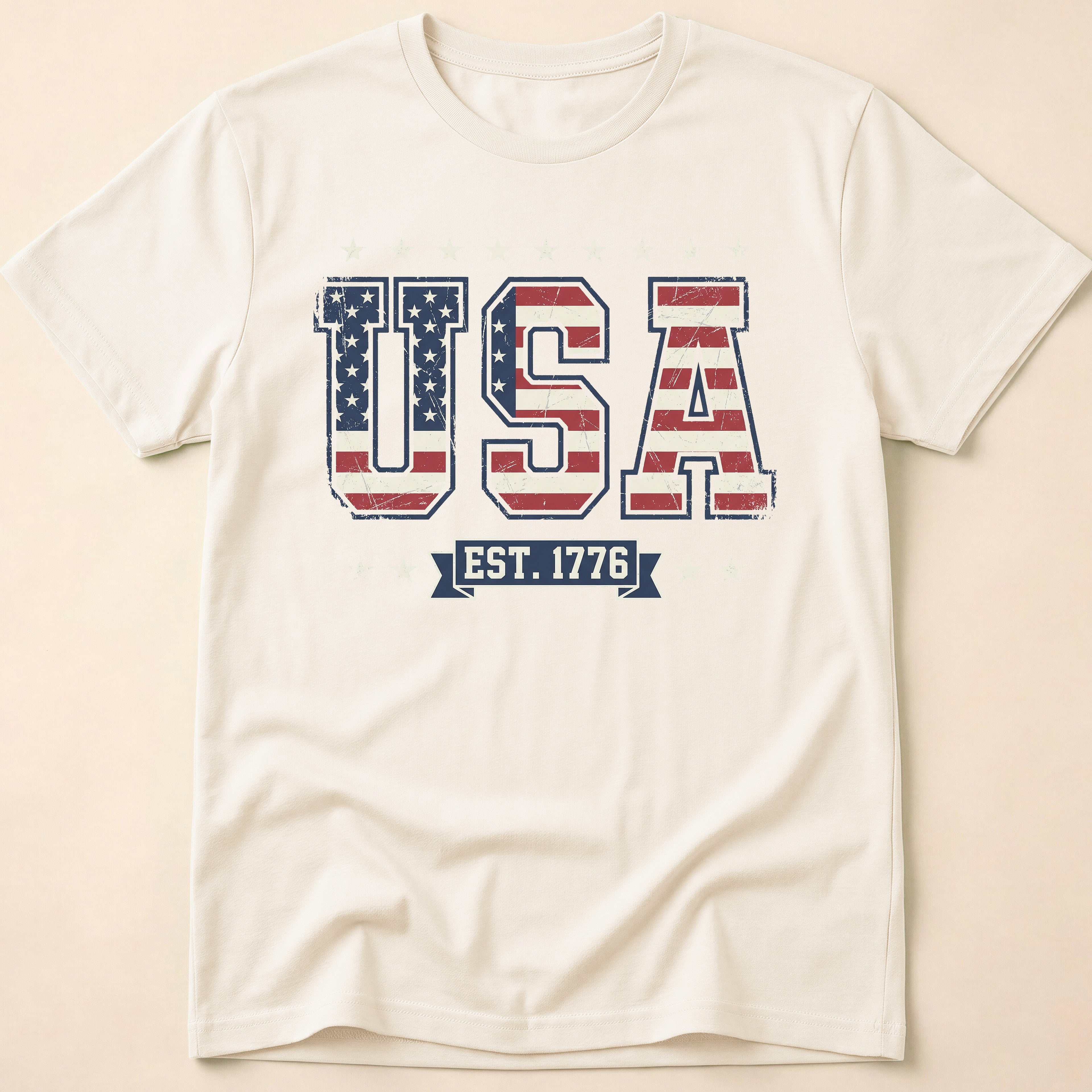 Distressed Collegiate USA Flag Est 1776 T-Shirt