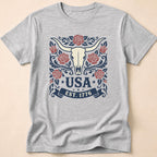 Western Rose Longhorn Skull USA 1776 T-Shirt