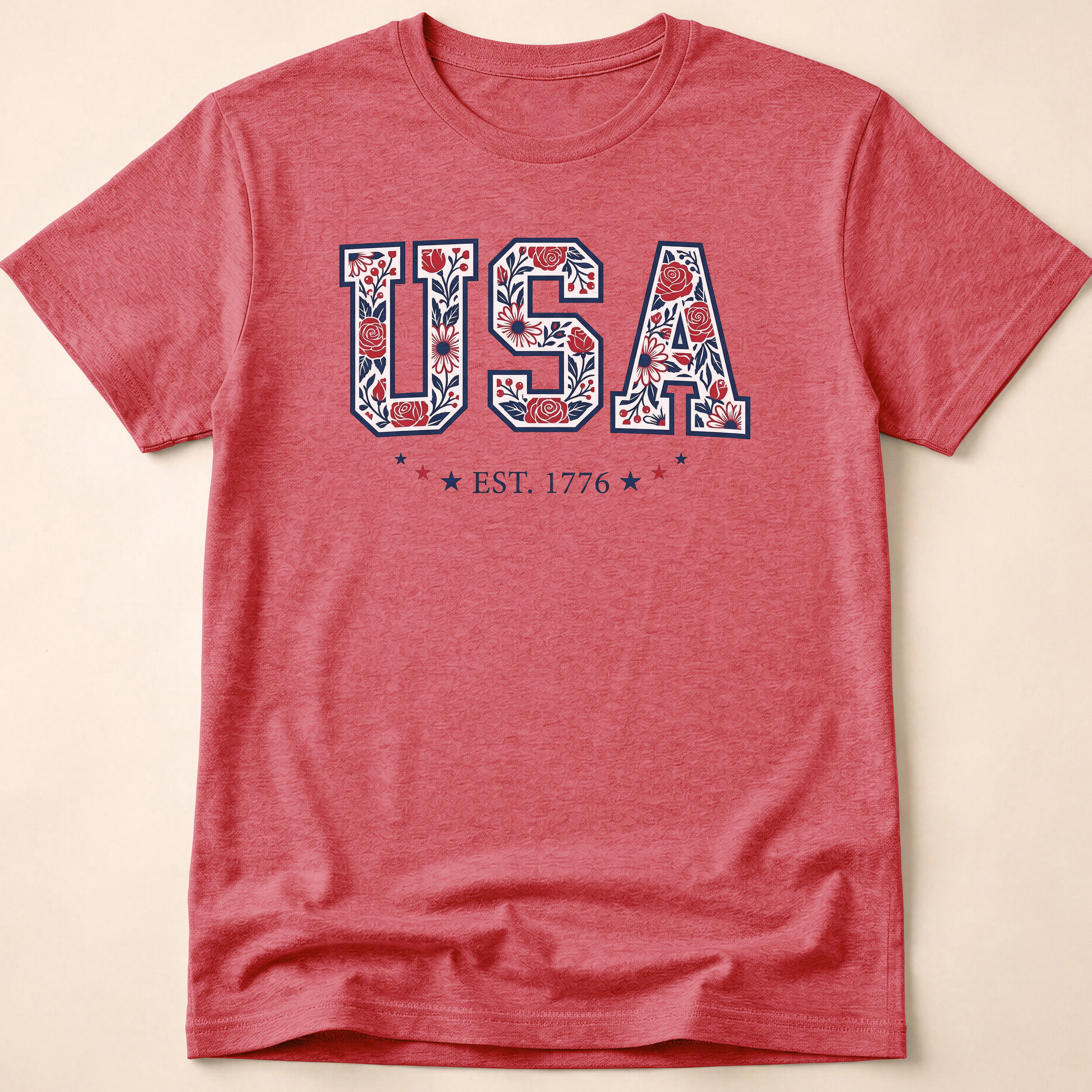 Boho USA Floral Rose Est 1776 T-Shirt