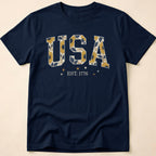 USA Sunflower Est 1776 Floral Boho T-Shirt
