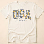 USA Sunflower Est 1776 Floral Boho T-Shirt