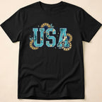 Boho Turquoise USA Sunflower Western T-Shirt