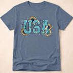 Boho Turquoise USA Sunflower Western T-Shirt
